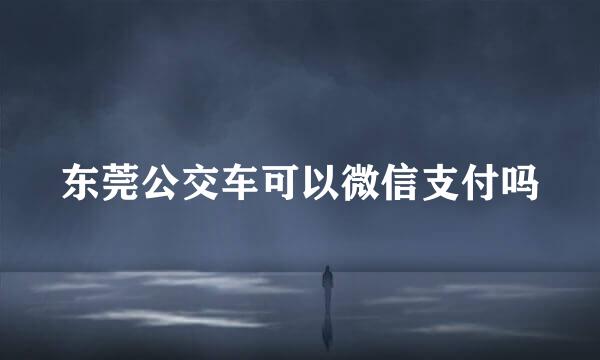 东莞公交车可以微信支付吗