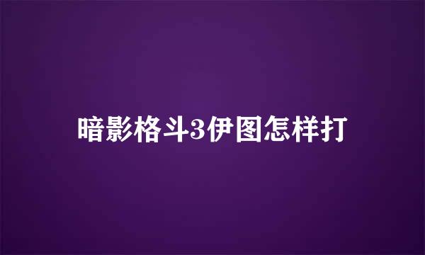 暗影格斗3伊图怎样打