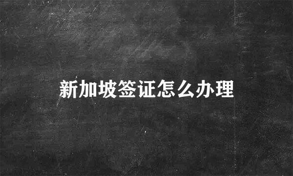 新加坡签证怎么办理