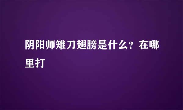 阴阳师雉刀翅膀是什么？在哪里打