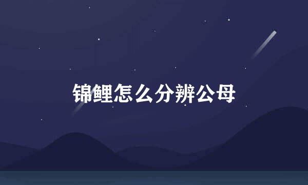 锦鲤怎么分辨公母