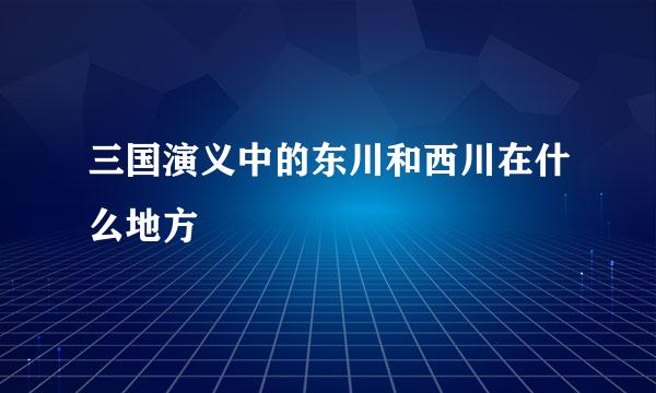 三国演义中的东川和西川在什么地方