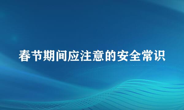 春节期间应注意的安全常识