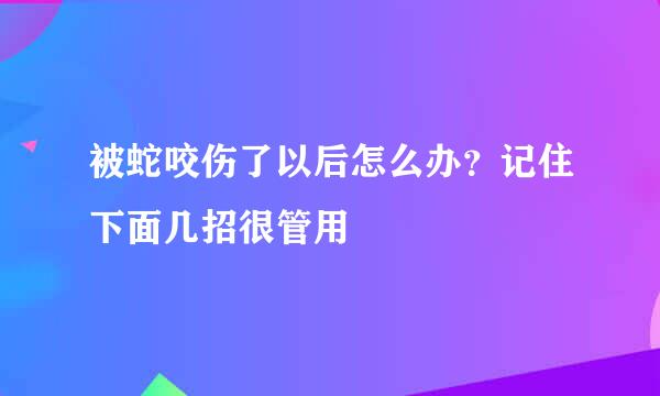 被蛇咬伤了以后怎么办?记住下面几招很管用