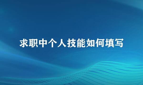 求职中个人技能如何填写
