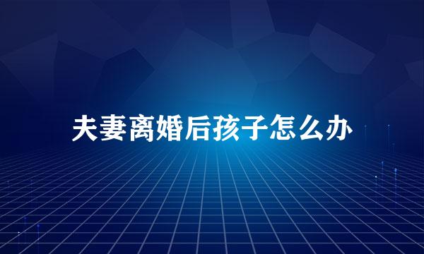 夫妻离婚后孩子怎么办