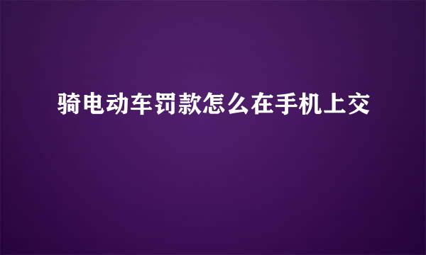骑电动车罚款怎么在手机上交