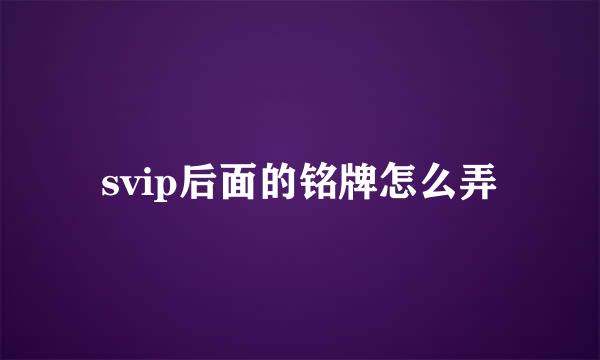 svip后面的铭牌怎么弄