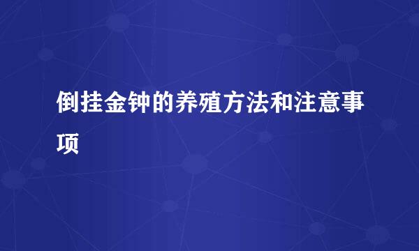 倒挂金钟的养殖方法和注意事项