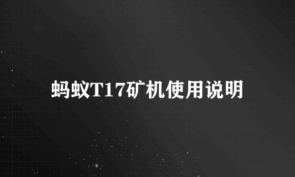 蚂蚁T17矿机使用说明