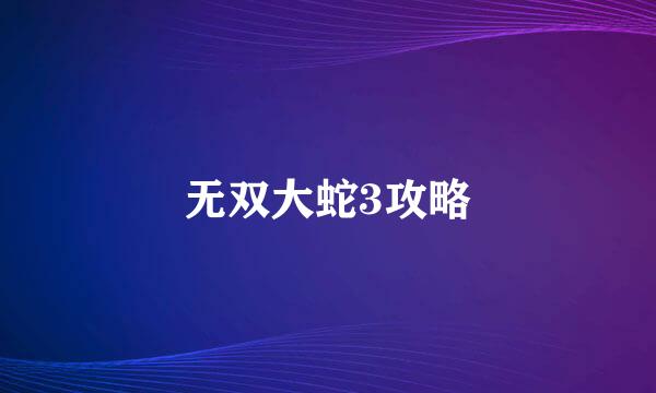 无双大蛇3攻略