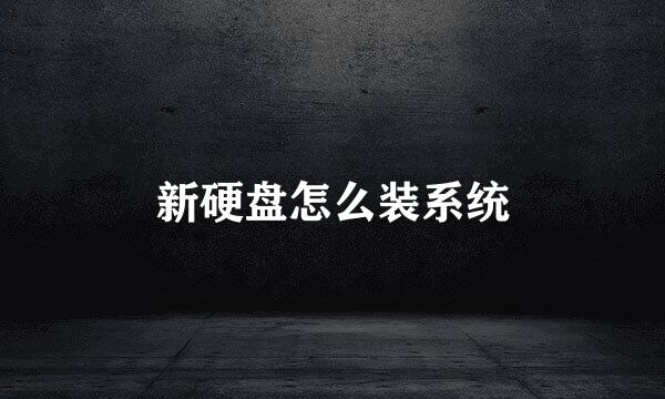 新硬盘怎么装系统