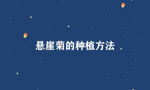 悬崖菊的种植方法