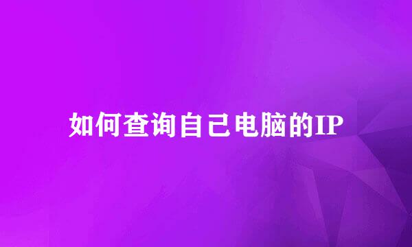 如何查询自己电脑的IP
