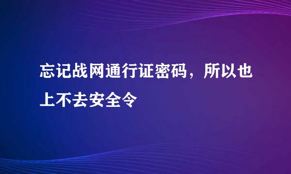忘记战网通行证密码，所以也上不去安全令