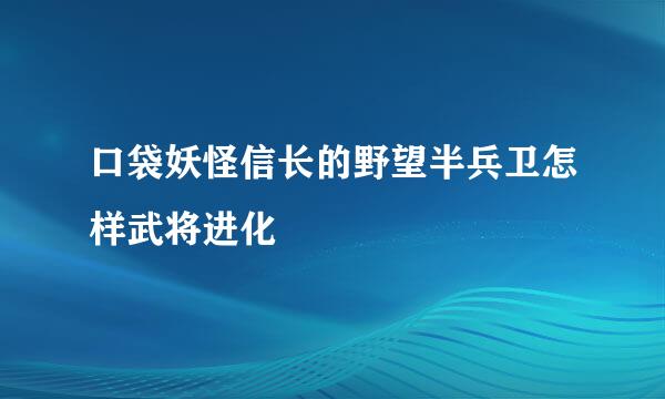 口袋妖怪信长的野望半兵卫怎样武将进化