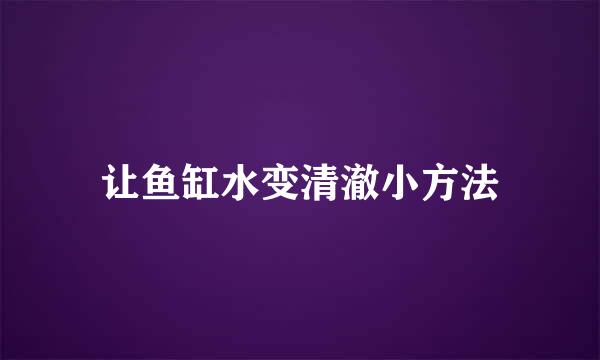 让鱼缸水变清澈小方法