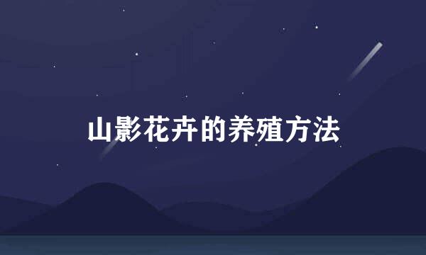 山影花卉的养殖方法