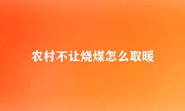 农村不让烧煤怎么取暖