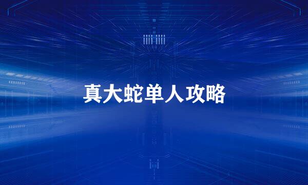 真大蛇单人攻略