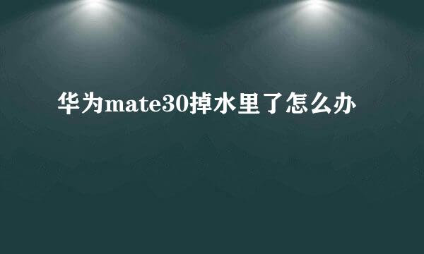 华为mate30掉水里了怎么办