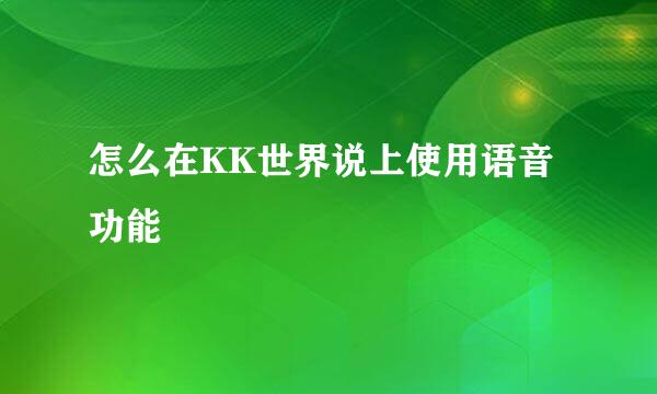 怎么在KK世界说上使用语音功能