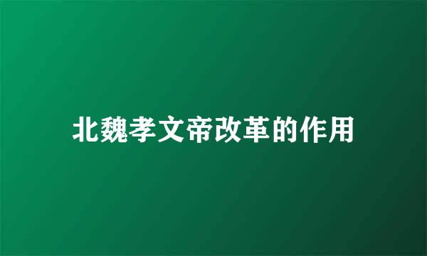 北魏孝文帝改革的作用