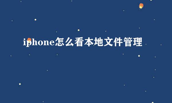 iphone怎么看本地文件管理