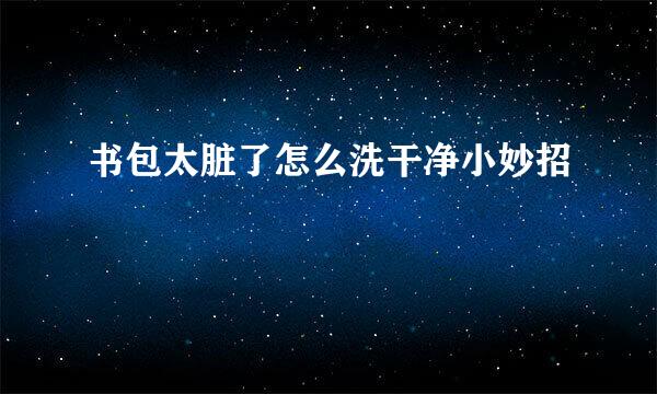 书包太脏了怎么洗干净小妙招