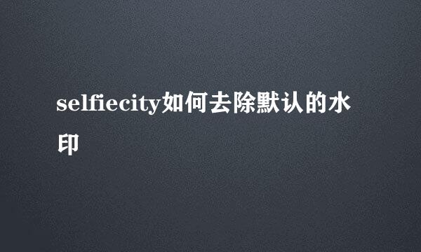 selfiecity如何去除默认的水印