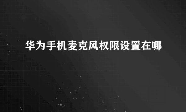 华为手机麦克风权限设置在哪