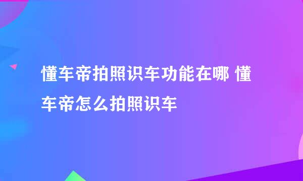 懂车帝拍照识车功能在哪 懂车帝怎么拍照识车