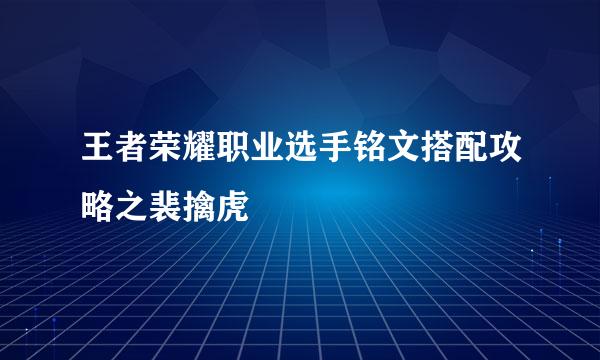 王者荣耀职业选手铭文搭配攻略之裴擒虎