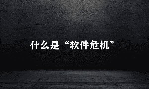 什么是“软件危机”