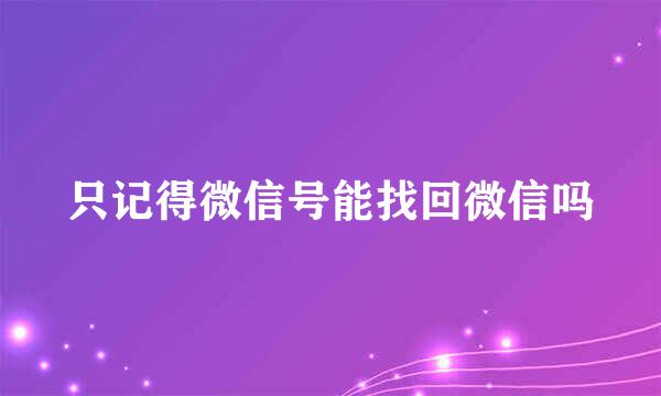 只记得微信号能找回微信吗