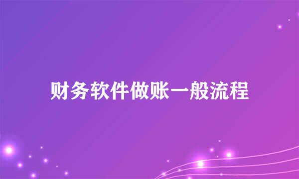 财务软件做账一般流程