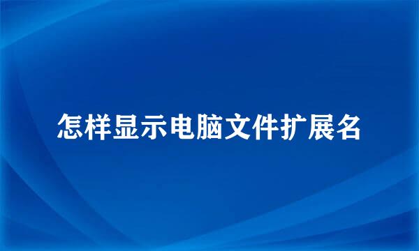 怎样显示电脑文件扩展名