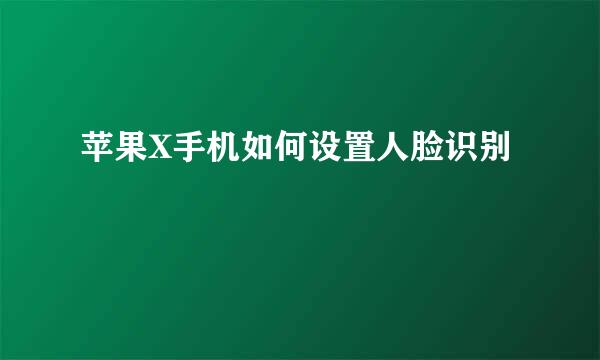 苹果X手机如何设置人脸识别