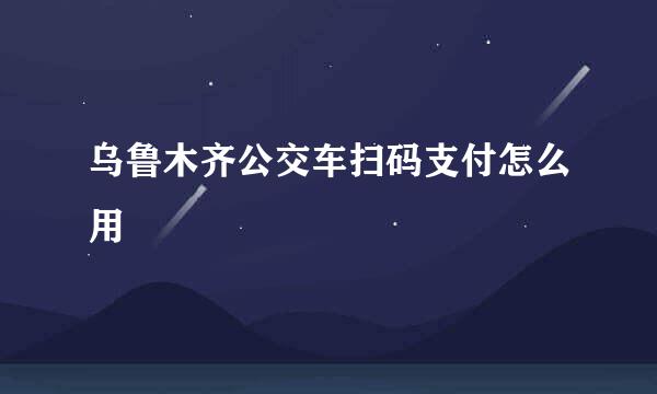 乌鲁木齐公交车扫码支付怎么用