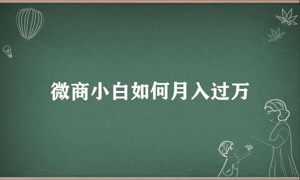微商小白如何月入过万