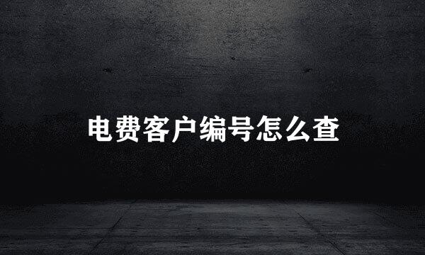 电费客户编号怎么查