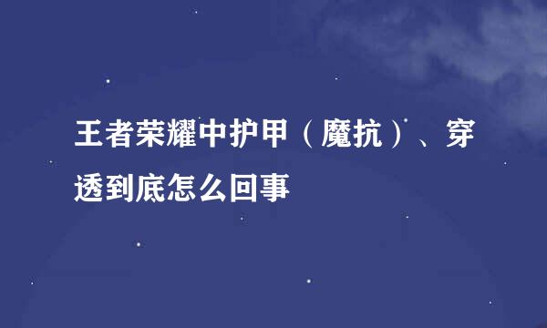 王者荣耀中护甲（魔抗）、穿透到底怎么回事
