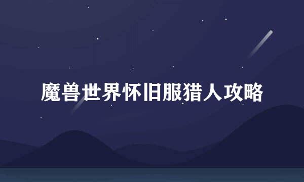 魔兽世界怀旧服猎人攻略