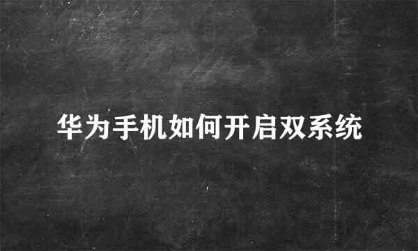 华为手机如何开启双系统