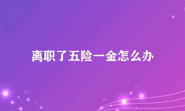 离职了五险一金怎么办