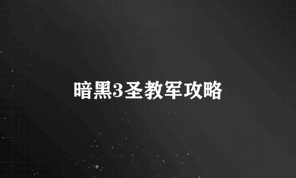 暗黑3圣教军攻略