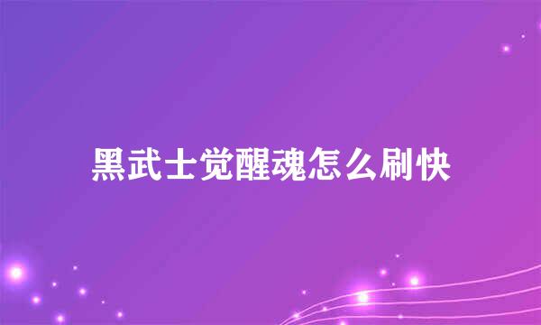 黑武士觉醒魂怎么刷快