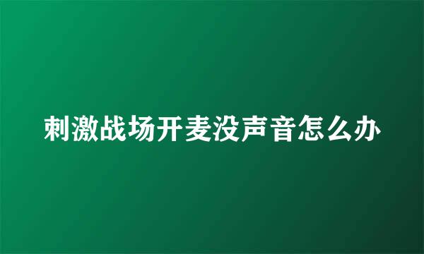 刺激战场开麦没声音怎么办
