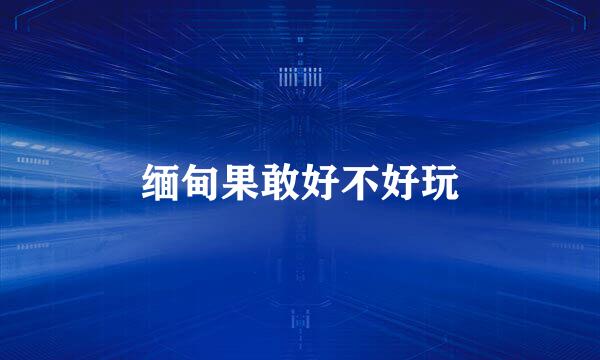 缅甸果敢好不好玩