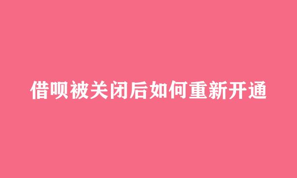 借呗被关闭后如何重新开通